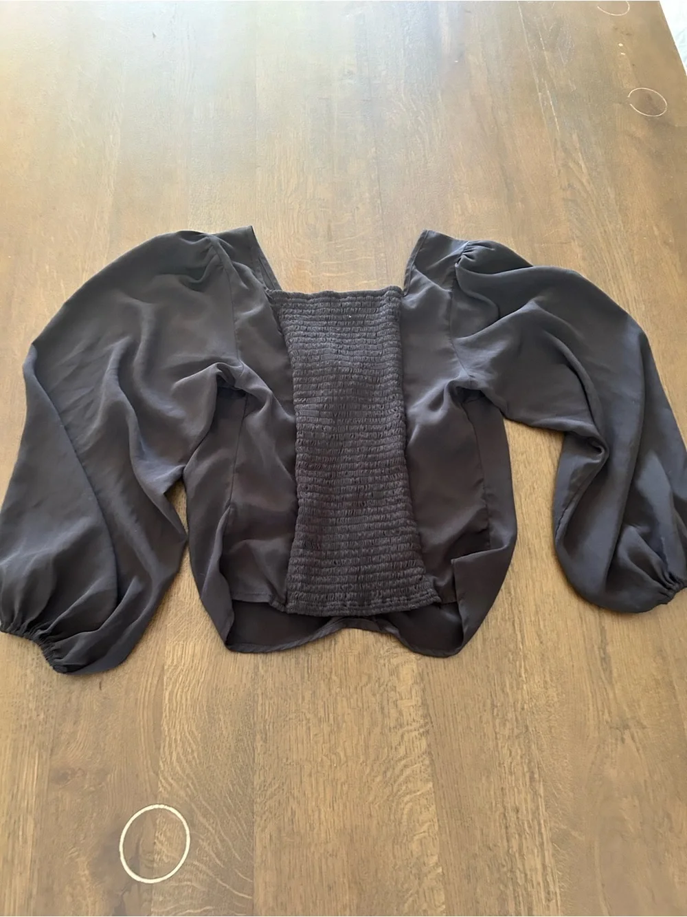 Abercrombie & Fitch long sleeve puff sleeve front Sinch back smocked blouse top